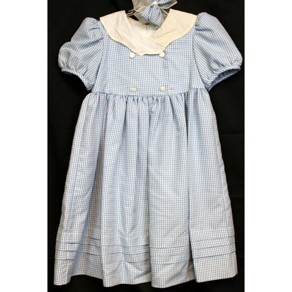 Casero's Blue Gingham Dress w/Hair Bow sz 6x Country Classic Party Easter Specia - Picture 3 of 11